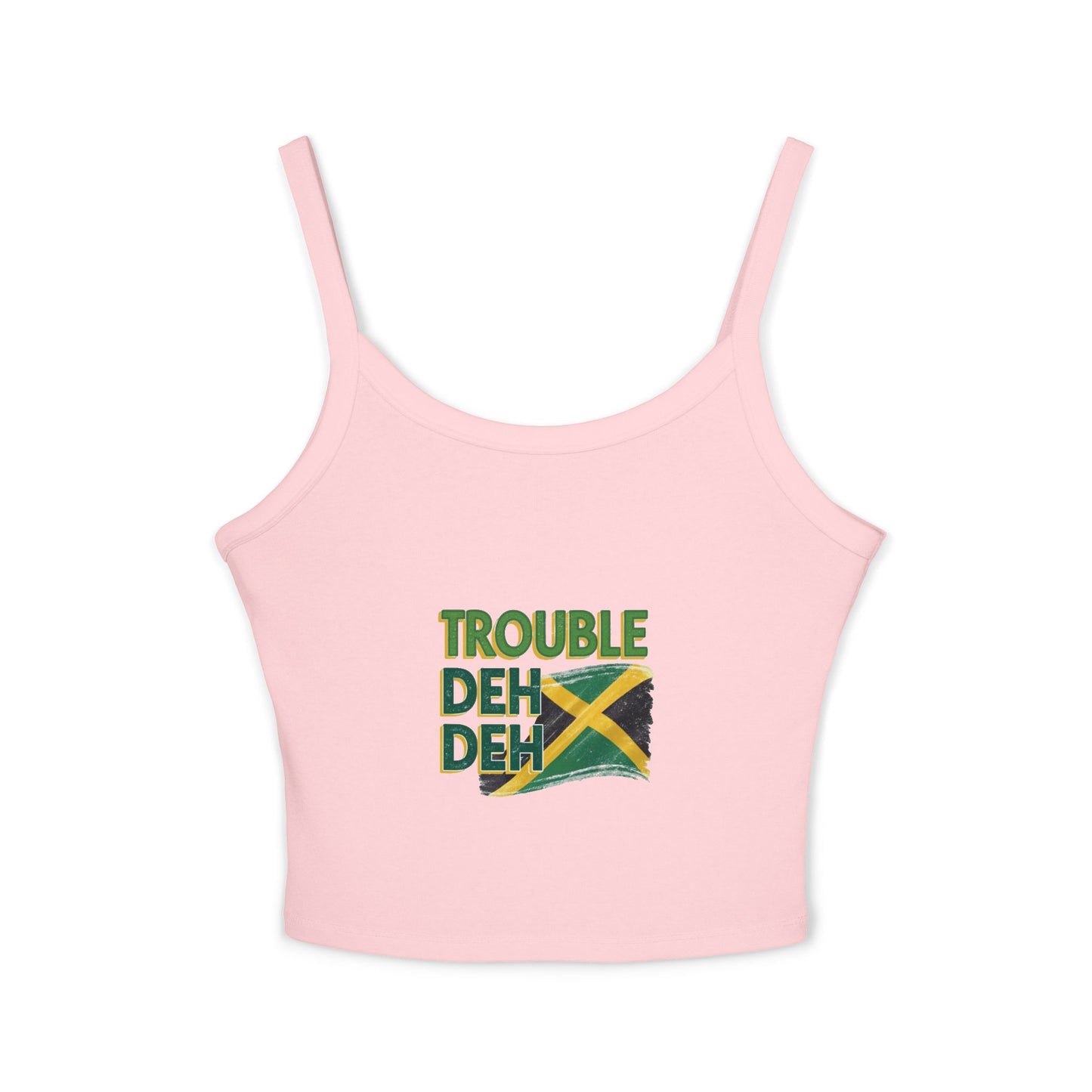 Jamaican Vibes Spaghetti Strap Tank Top - "Trouble Deh Deh" Design