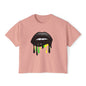 Bold Lip Drip Women's Boxy Tee - Trendy Graphic Top for Casual Vibes
