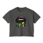 Bold Lip Drip Women's Boxy Tee - Trendy Graphic Top for Casual Vibes
