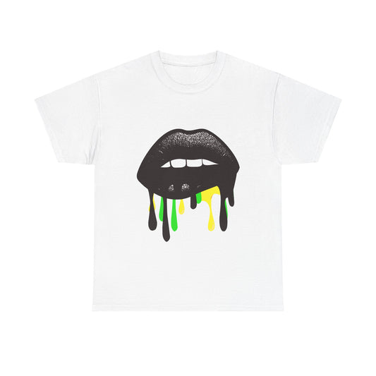 Dripping Color Lips Unisex Heavy Cotton Tee - Unique Graphic T-Shirt for Festivals & Everyday Wear