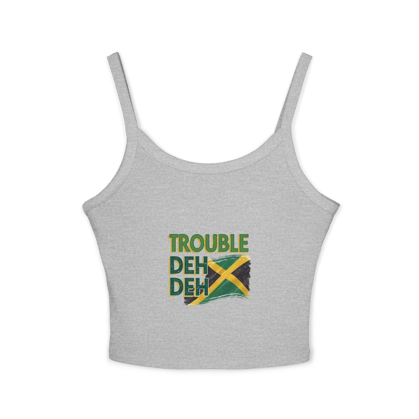 Jamaican Vibes Spaghetti Strap Tank Top - "Trouble Deh Deh" Design