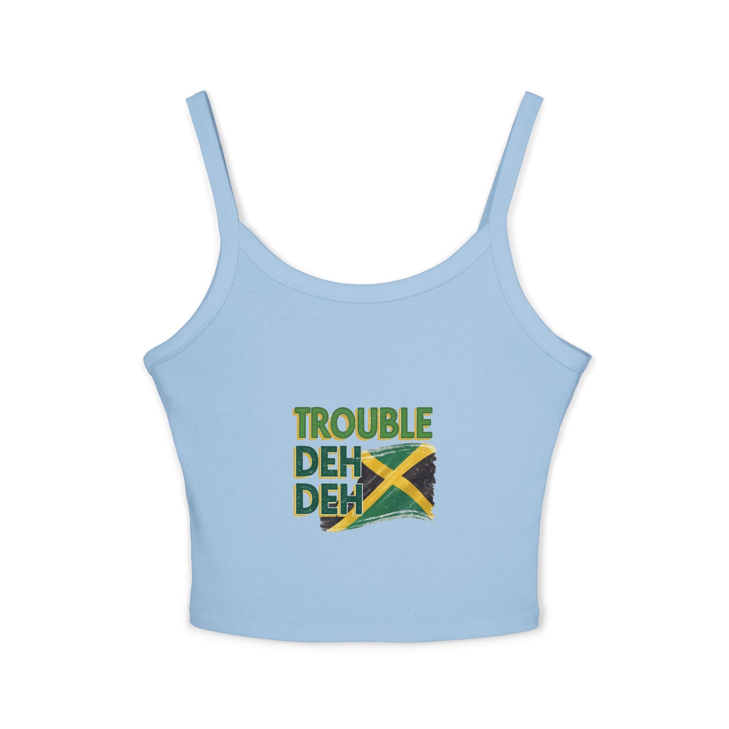 Jamaican Vibes Spaghetti Strap Tank Top - "Trouble Deh Deh" Design