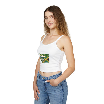 Jamaican Vibes Spaghetti Strap Tank Top - "Trouble Deh Deh" Design