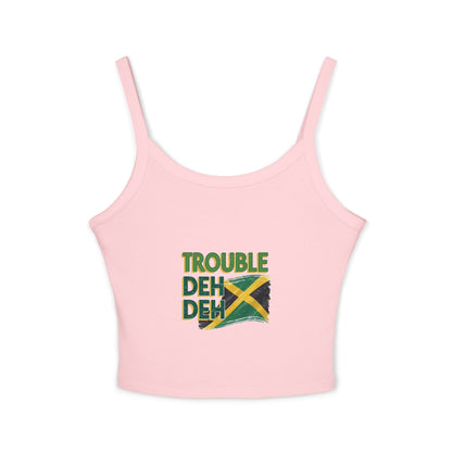 Jamaican Vibes Spaghetti Strap Tank Top - "Trouble Deh Deh" Design