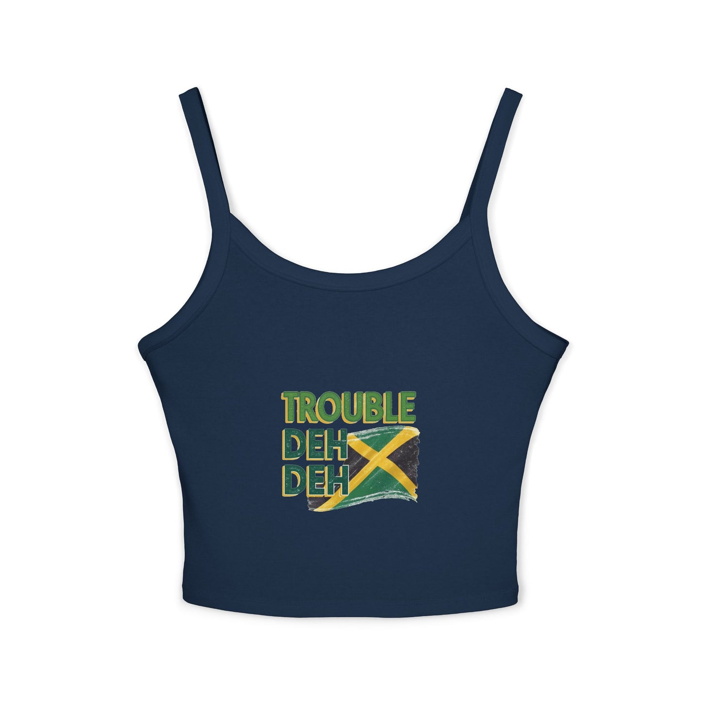 Jamaican Vibes Spaghetti Strap Tank Top - "Trouble Deh Deh" Design