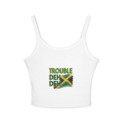 Jamaican Vibes Spaghetti Strap Tank Top - "Trouble Deh Deh" Design